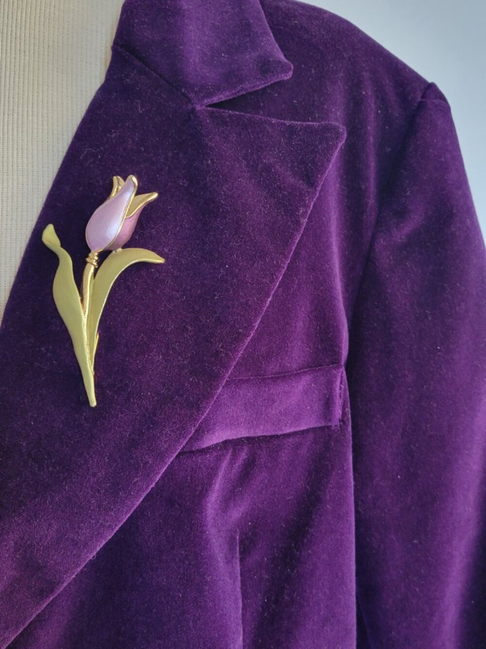 DG2 by Diane Gilman Stretch Velvet Blazer Jacket | Women's Medium | Royal Purple - Picture 13 of 16